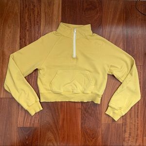 John Galt Yellow Cropped Quarter Zip